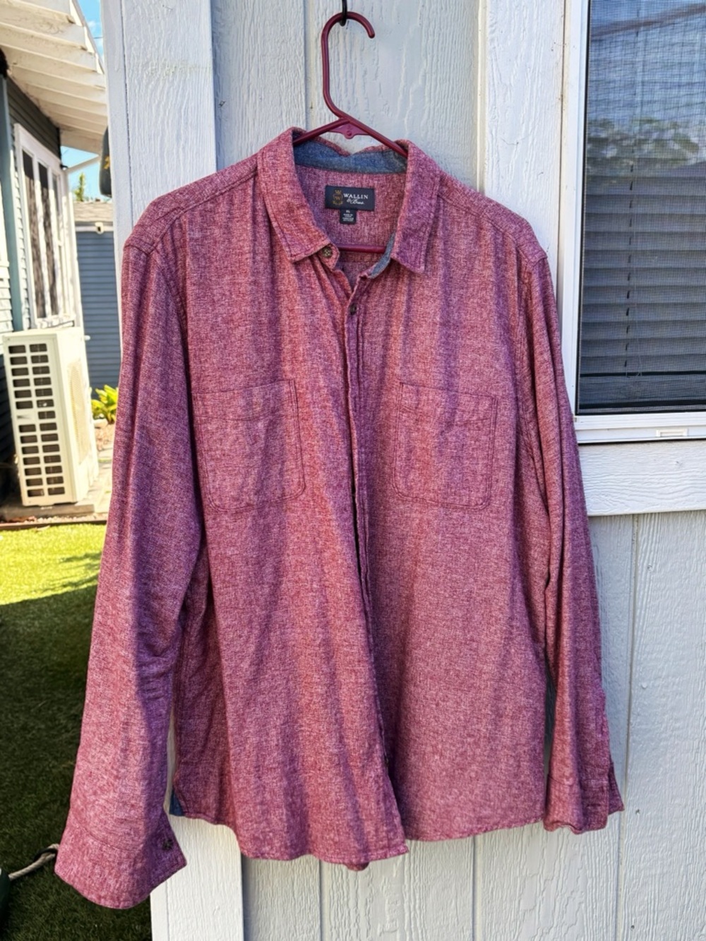 Wallin & Bros. Men's Casual Button-Down Shirt - Maroon Heather XL